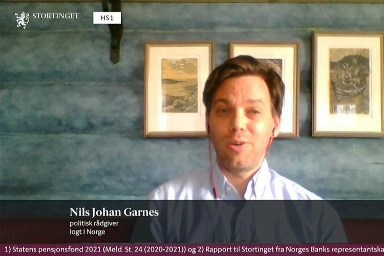 Screenshot von Nils Johan Garnes bei der Anhörung