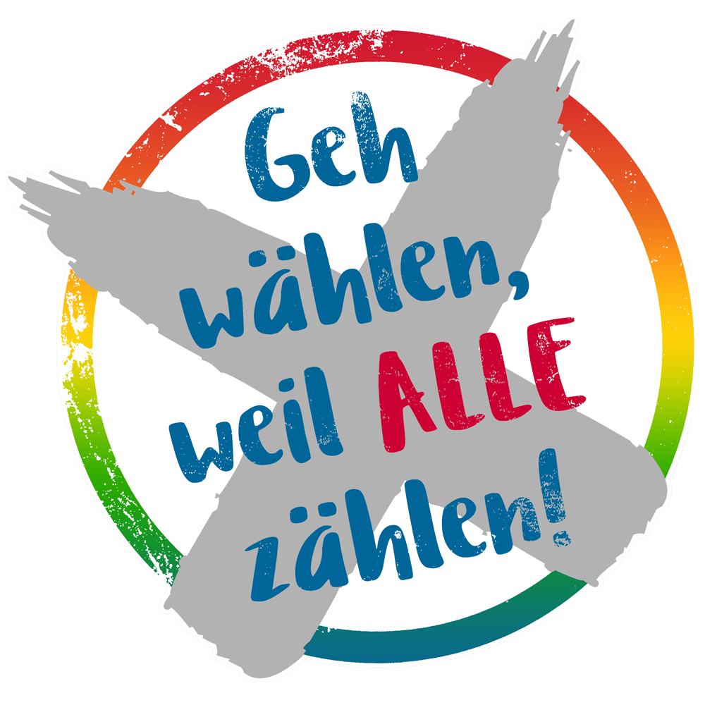 Logo Geh wählen, weil alle zählen in Regenbogen-Farben