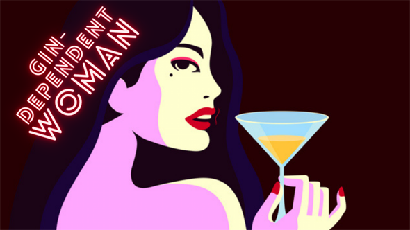 Werbegrafik, Frau mit Cocktailglas