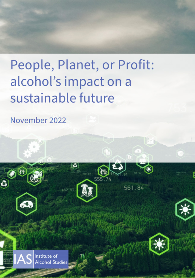 Titelseite von 'People, Planet, or Profit: alcohol’s impact on a sustainable future'