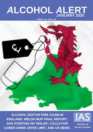 Titelseite 'Alcohol Alert' von Januar 2025.
