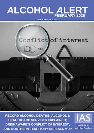 Titelseite 'Alcohol Alert' von Februar 2025.