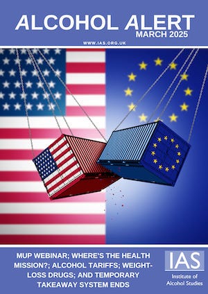 Titelseite 'Alcohol Alert' von März 2025.