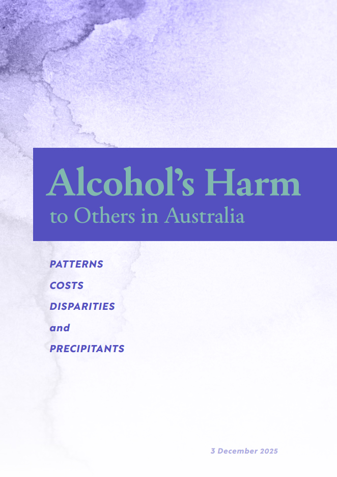 Titelseite von Alcohol's harm to others in Australia.