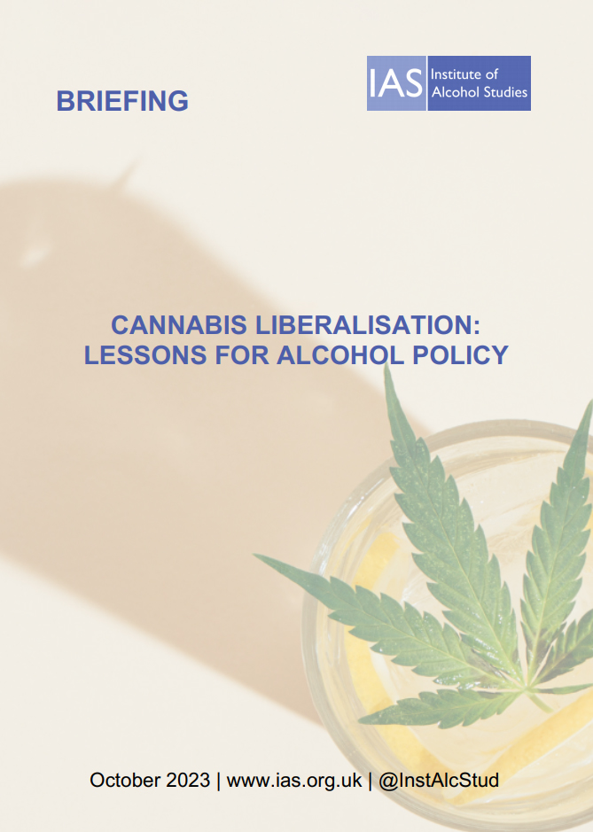 Titelseite der Broschüre 'Cannabis Liberalisation: Lessons for Alcohol Policy'.