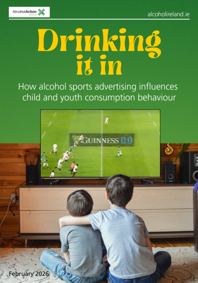 Titelseite 'Drinking it in: How alcohol sports advertising influences child and youth consumption behaviour'.