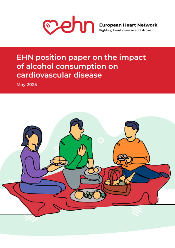 Titelseite 'EHN Position Paper on the Impact of Alcohol Consumption on Cardiovascular Disease'.
