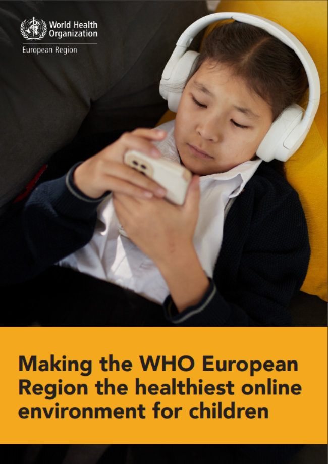 Titelseite des WHO-Positionspapiers 'Making the WHO European Region the healthiest online environment for children'.