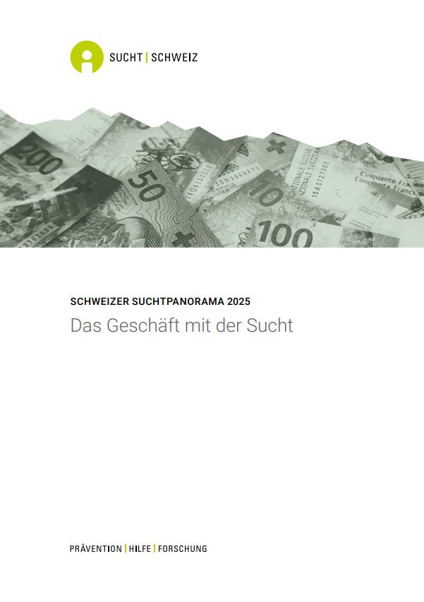 Titelseite 'Schweizer Suchtpanorama 2025'.