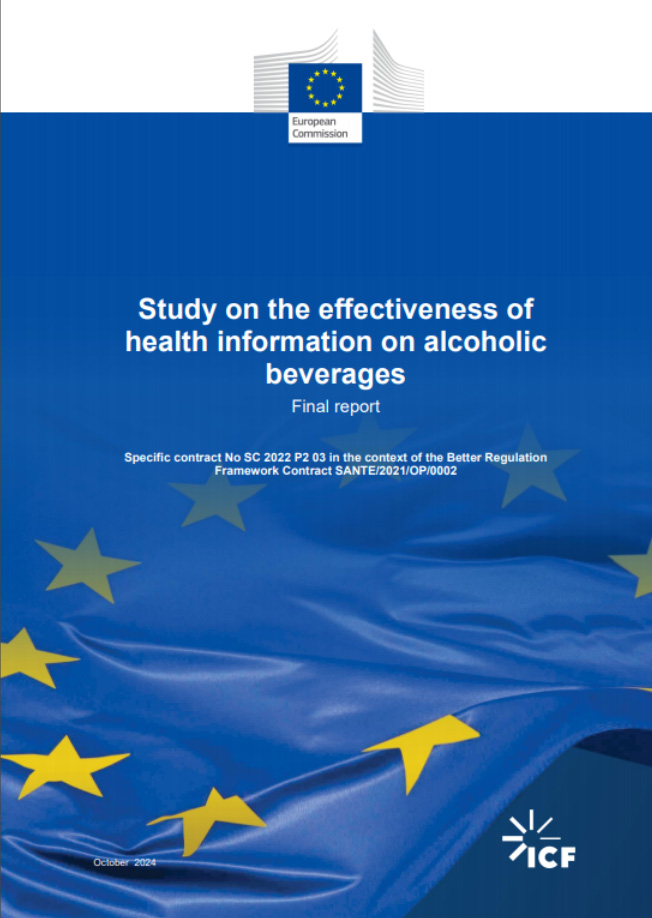 Titelseite 'Study on the effectiveness of health information on alcoholic beverages'.