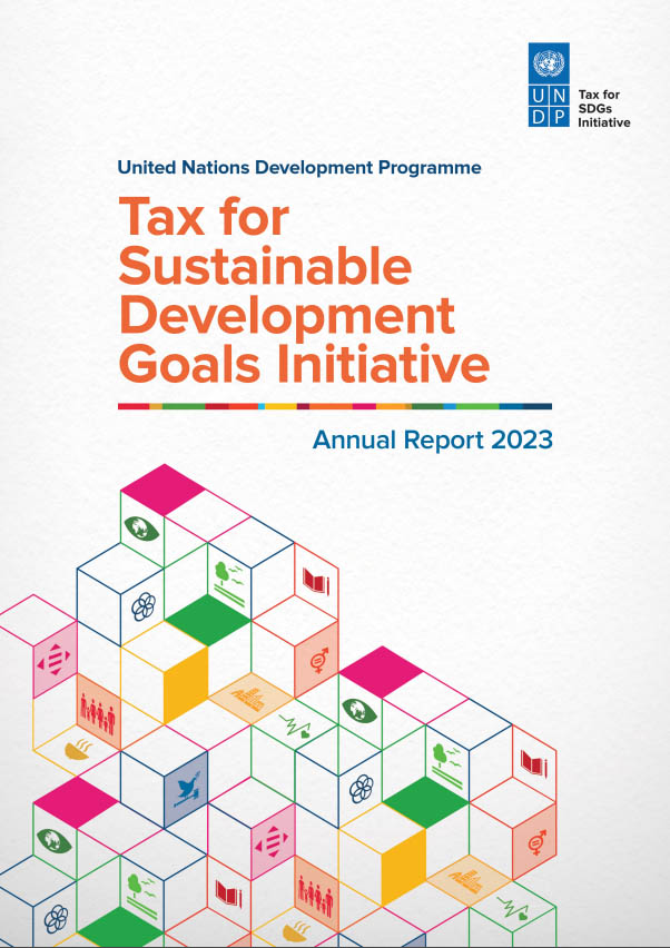 Titelseite des Jahresberichts 2023 der UNDP-Initiative 'Steuern für Nachhaltigkeitsziele'.