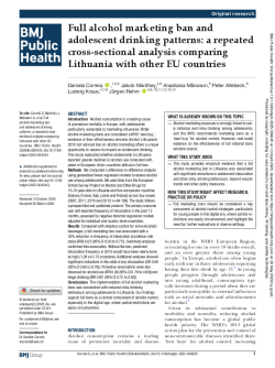Full alcohol marketing ban and adolescent drinking patterns: a repeated cross-sectional analysis comparing Lithuania with other EU count-2